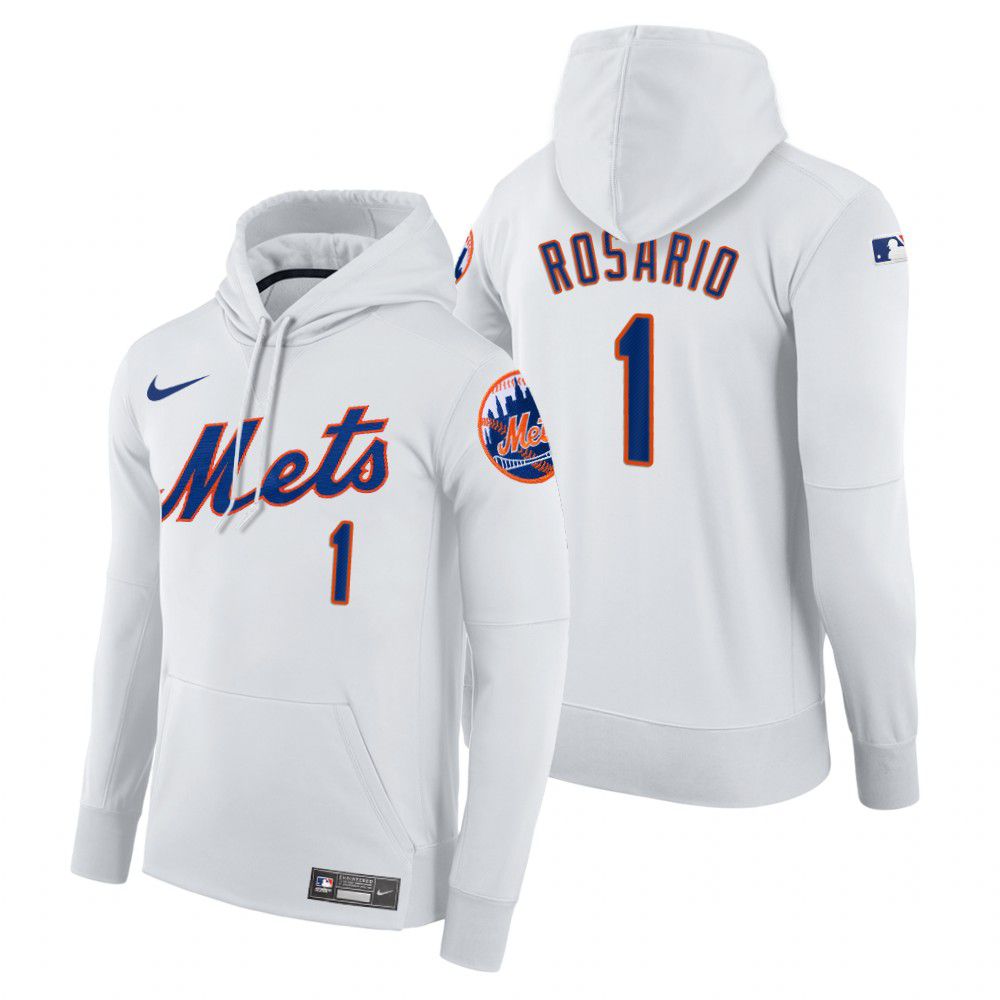 Men New York Mets #1 Rosario white home hoodie 2021 MLB Nike Jerseys